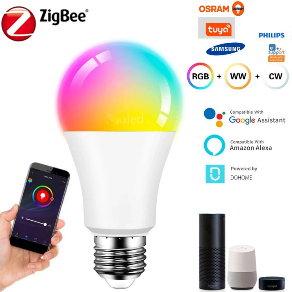 AC85-265V Zigee 3.0 Smart Bulb 9W 10W RGBCW Dimming Toning 16 Million Colors With With Alexa/Google Home