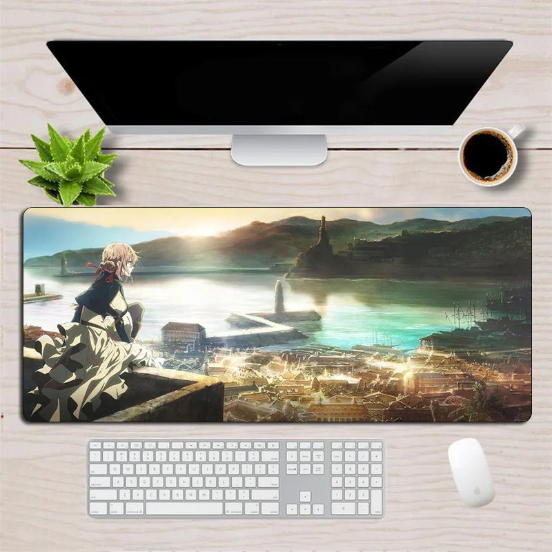 

Anime Violet Evergarden MousePad Large 70x30cm XL Gaming Mouse Pad Otaku Natural Rubber Locking Edge Office Desk Computer Mat