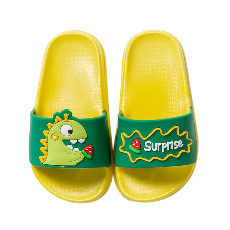 

Children Slippers for Boys Girls New Fashion Cute Cartoon Dinosaur Eating Watermelon Baby Toddler Soft Indoor Bathroom Slippers
