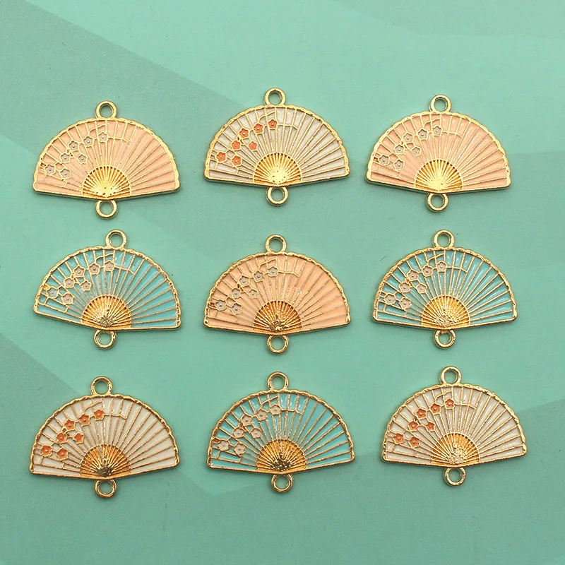 

10Pcs Small Plum Fan Jewelry Making Pendant Charms Bracelet Necklace Pendant Chain Findings DIY Making Earrings Accessories