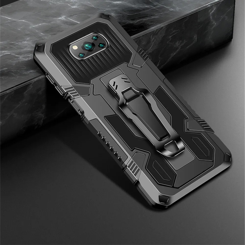 

Shockproof Armor Case For Xiaomi Mi Poco X3 NFC CC9 10T Redmi Note 6 7 8 9S 10 X 9 Pro Max 9A 9C Rugged Hybrid Stand Back Cover