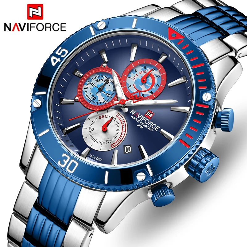 Часы NAVIFORCE мужские деловые брендовые Роскошные модные повседневные спортивные