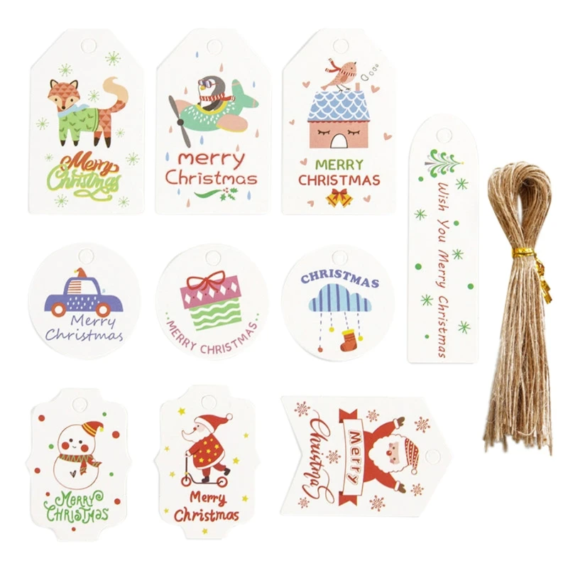 

200 шт., бумажные этикетки с веревкой в ассортименте