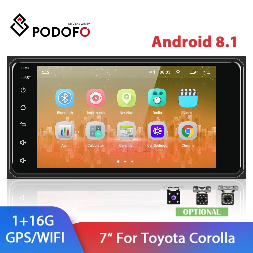 Автомагнитола Podofo 2 Din Android 8 1 7 дюймов Wi Fi GPS|Автомагнитолы| |
