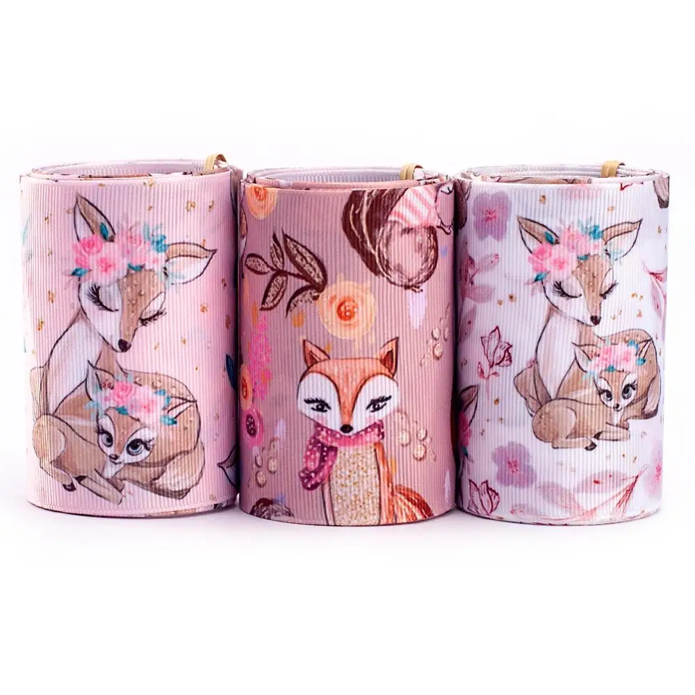 2 м 3 дюймовая атласная лента Термальность передачи с животным принтом ручной