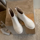 Женские кожаные ботинки высокого качества женские ботильоны с круглым носком, Демисезонная обувь на плоской подошве с пряжкой женская обувь ручной работы, размер 34-43