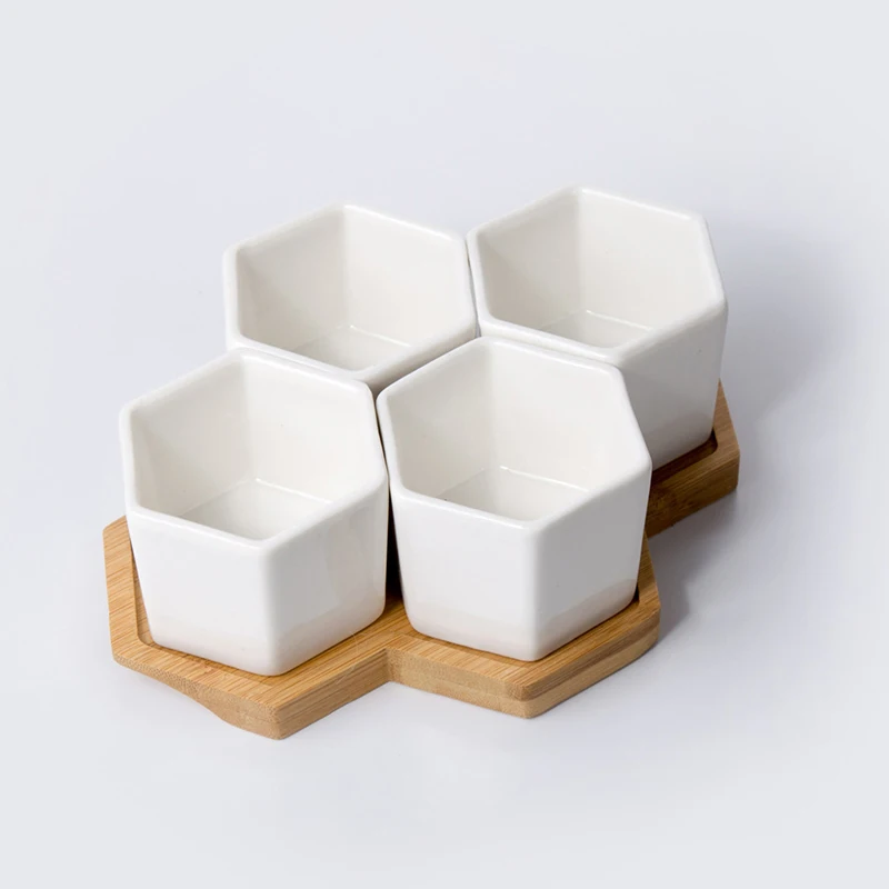 

Wooden Tray Ceramic Planting Flowerpot Set, Succulent Moss Planting Flowerpot, Can Be Matched At Will,Birthday Gift