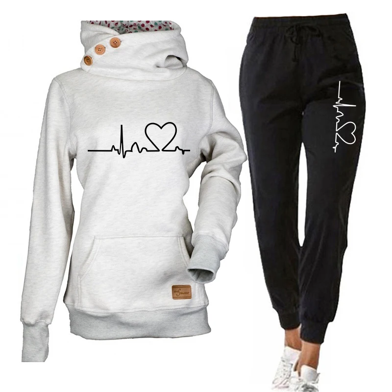 Спортивный костюм женский из двух предметов флисовая толстовка с капюшоном и