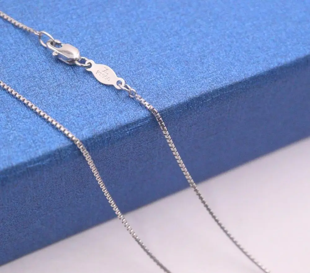 Новая чистая платина 950 ожерелье 0 9 мм коробка звено цепи 16 53 'l Pt950|Ожерелья| |