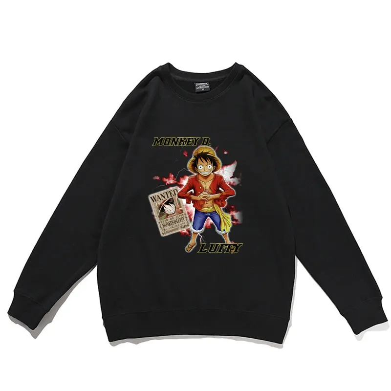 

Japanese Anime One Piece Pullover Cool Monkey D Luffy Print Pullovers New Manga Harajuku Sweatshirt Man Woman Fashion Streetwear