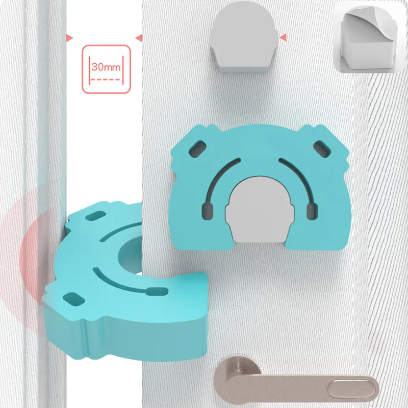 Tope de puerta de seguridad para beb&eacute;, cerradura de seguridad para el hogar, antipellizco, para caj&oacute;n, protecci&oacute;n de seguridad para el hogar, tapones gruesos para puerta-2