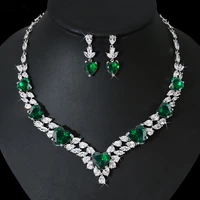 hibride love heart shape 2pcs women bridal jewelry set aaa cubic zirconia necklace pendant nigeria wedding accessories n 1323