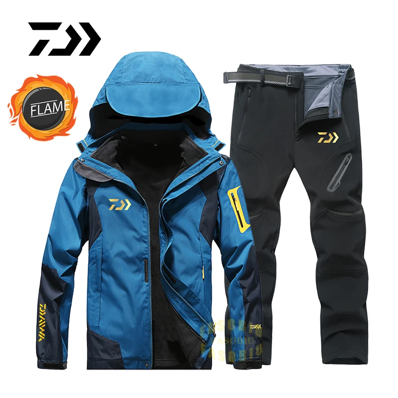 

Рыболовные костюмы Daiwa, Мужская ветрозащитная водонепроницаемая одежда, утепленная теплая одежда, зимние лыжные костюмы с бархатной куртко...