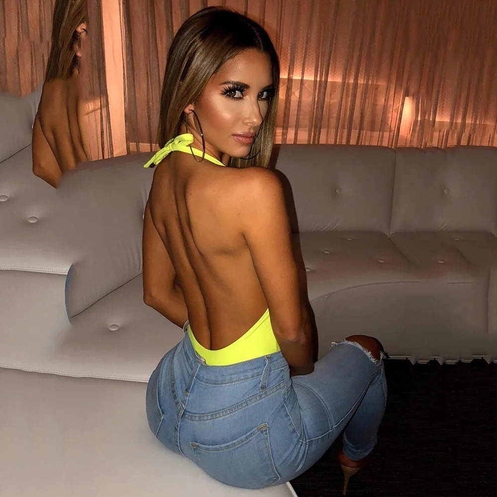 Cryptographic сексуальное боди с лямкой на шее вечерние женские топы для ночного клуба