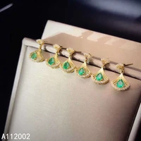 kjjeaxcmy fine jewelry natural emerald 925 sterling silver women earrings new ear studs support test elegant hot selling
