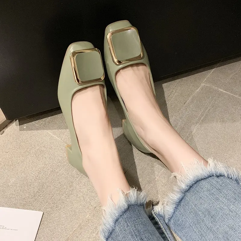 

Woman Sexy High Heels Shoes Square Toe Chunky Sandals All-Match Branded Pumps 2021 Footwear Shallow Mouth Lace-Up Slip On Crossd