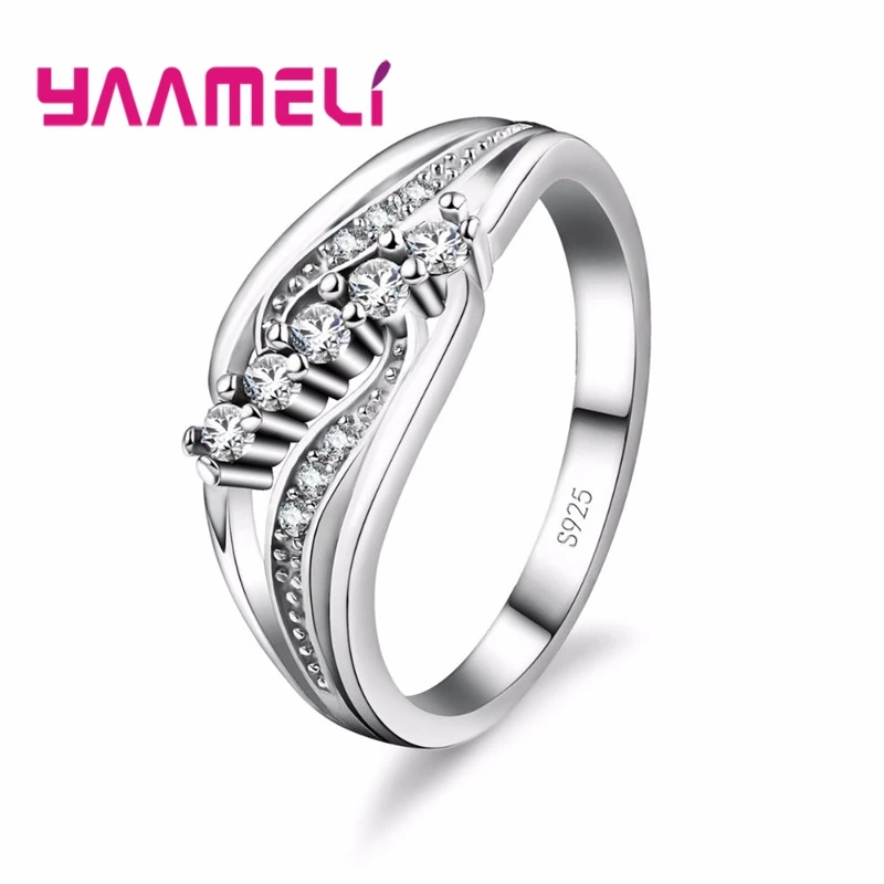 Geometric Style Shinning Small Crystals Paved Fashion Rings 925 Sterling Silver Anniversary Party Wedding Engaged | Украшения и