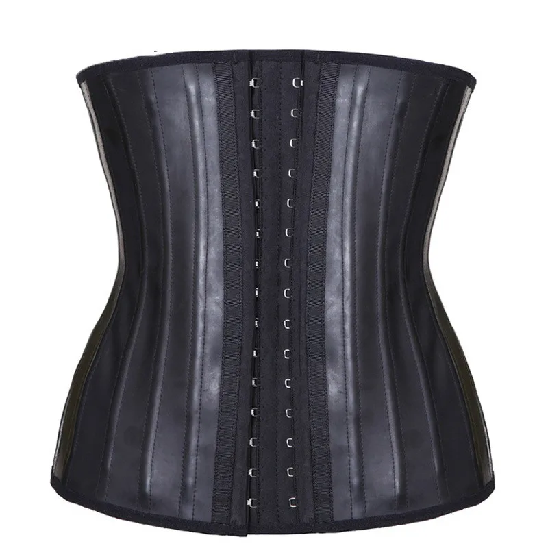 

Shinning Latex Waist Trainer 25 Spiral Steel Boned Black Cream Waist Slimming Cincher 3 Hooks And Eyes Corset Underwear Corselet