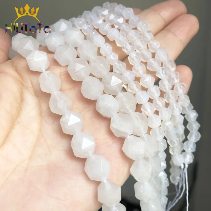 Граненые бусины из натурального камня белые Агаты свободные разделительные для