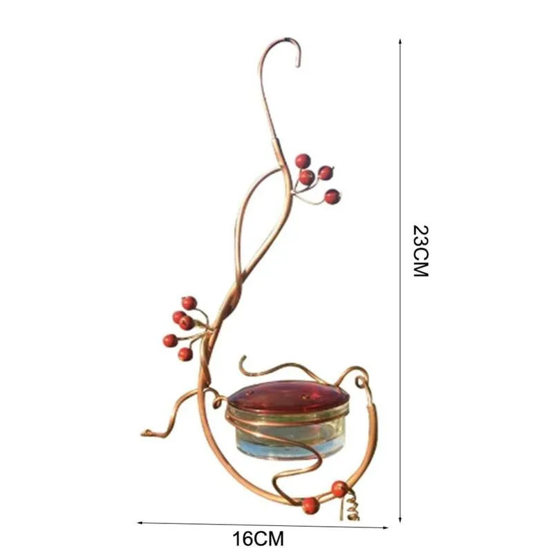 

Wrought Iron Cranberry Hummingbird Feeder Creative Decoration Bird Garden Feeder Home Outdoor Art Beak Hanging Long Water E0Q0