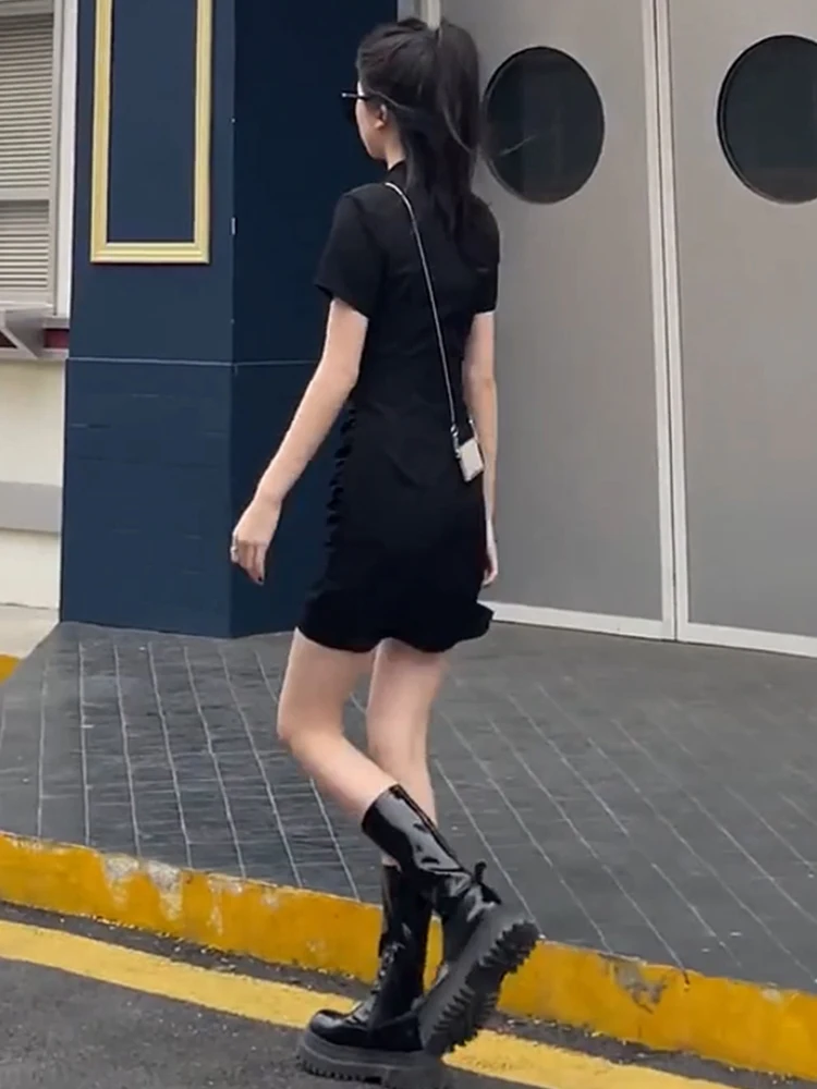 

Elegant High-Grade Black Dress for Women 2021 New Small Look Tall Slimming Sense of Design Niche Skirt