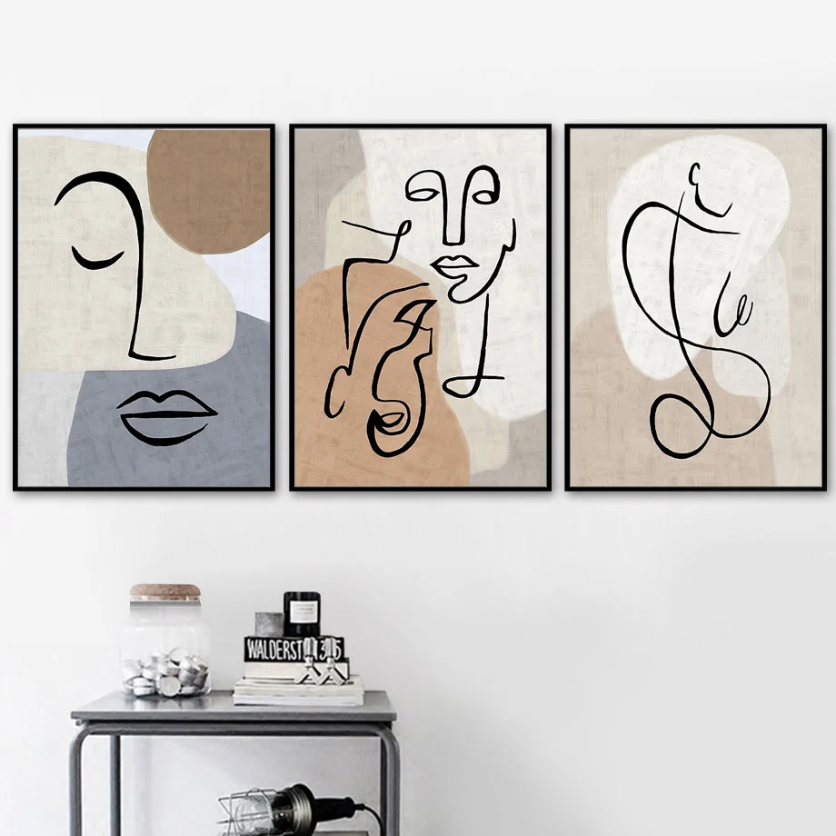 Абстрактные скандинавские постеры с изображением цветов гор лица принты для