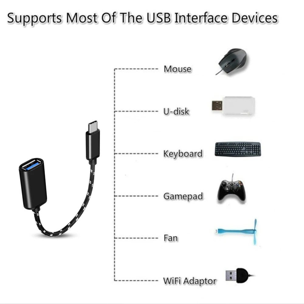 Мини USB адаптер OTG Тип C к кабель папа 2 0 Женский для передачи данных конвертер Macbook