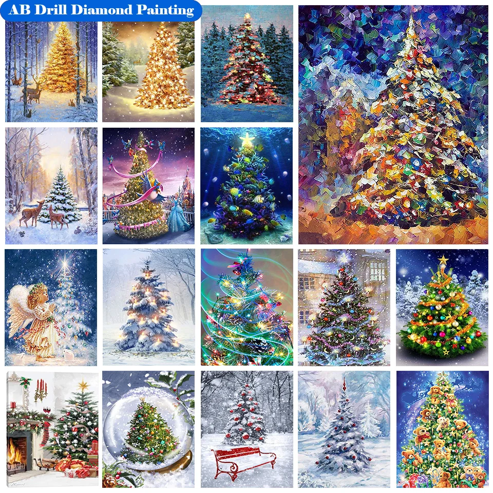 

Full Drill AB Diamond Embroidery Christmas tree gifts Diamond Painting Cross Stitch Patterns Rhinestone Unfinished Home Decor