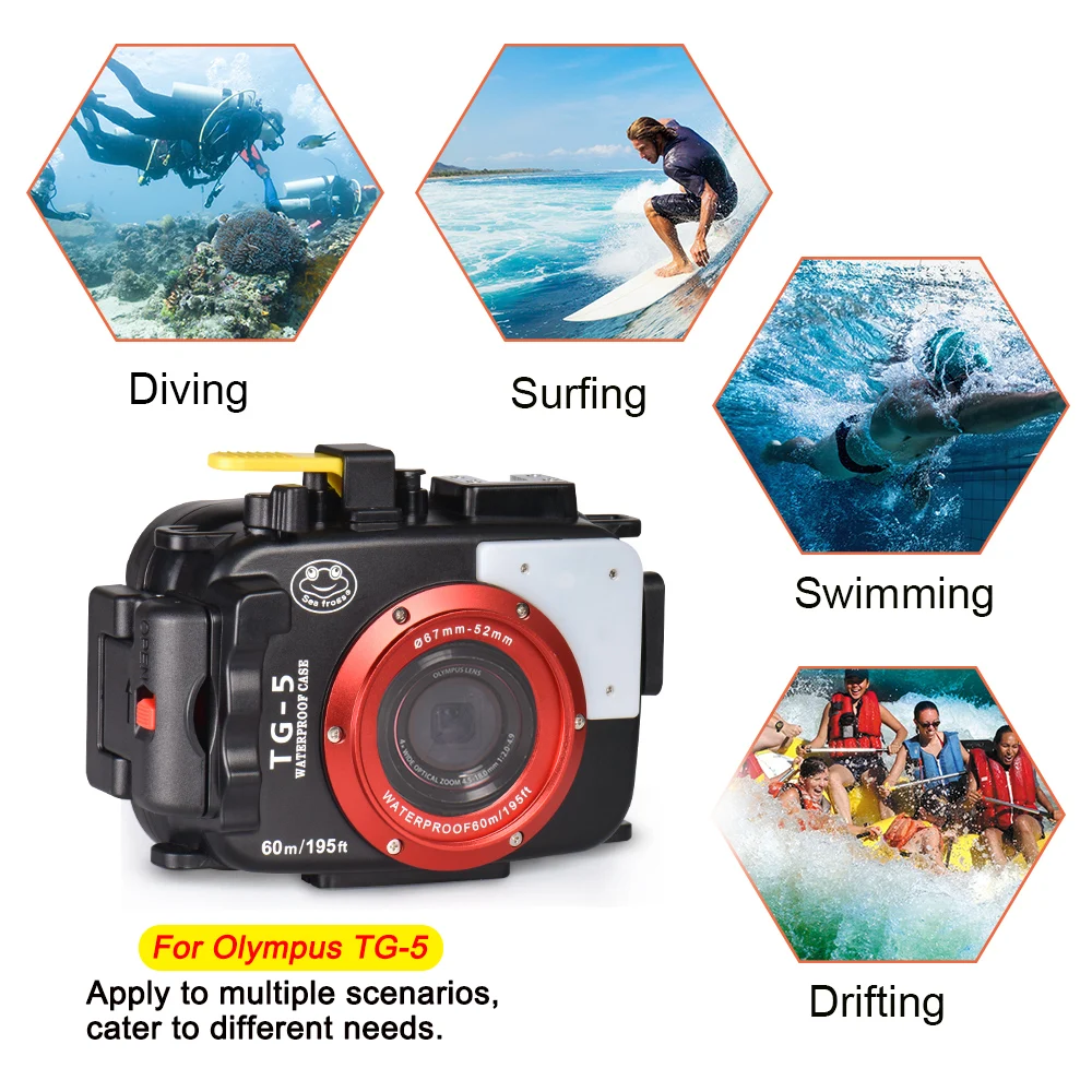 60 м/195ft Водонепроницаемый для подводного плавания Корпус Камера Дайвинг чехол