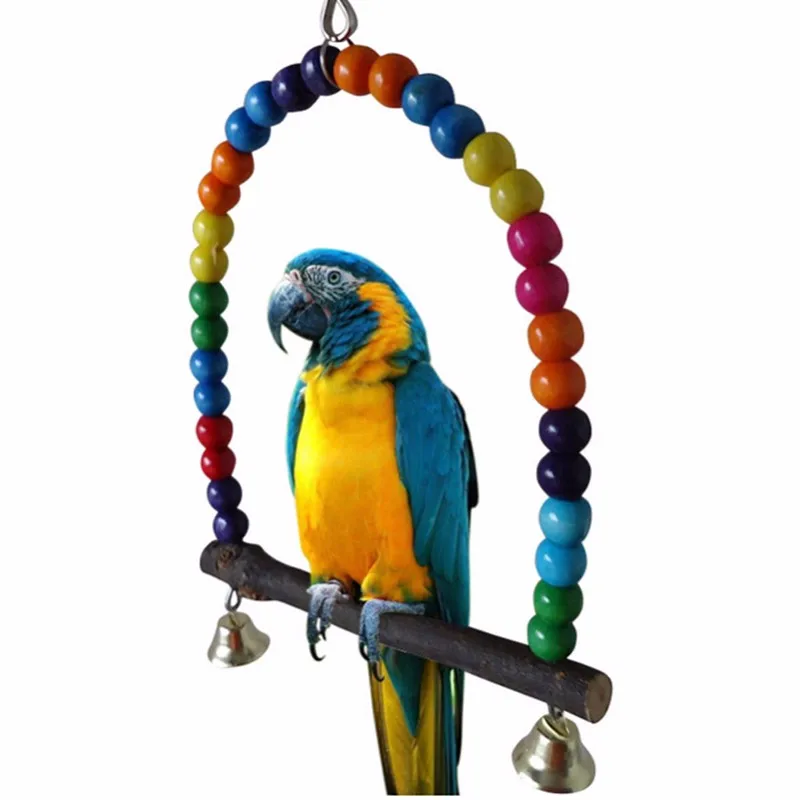 Натуральные Деревянные попугаи качающаяся игрушка красочные Lovebird качели для