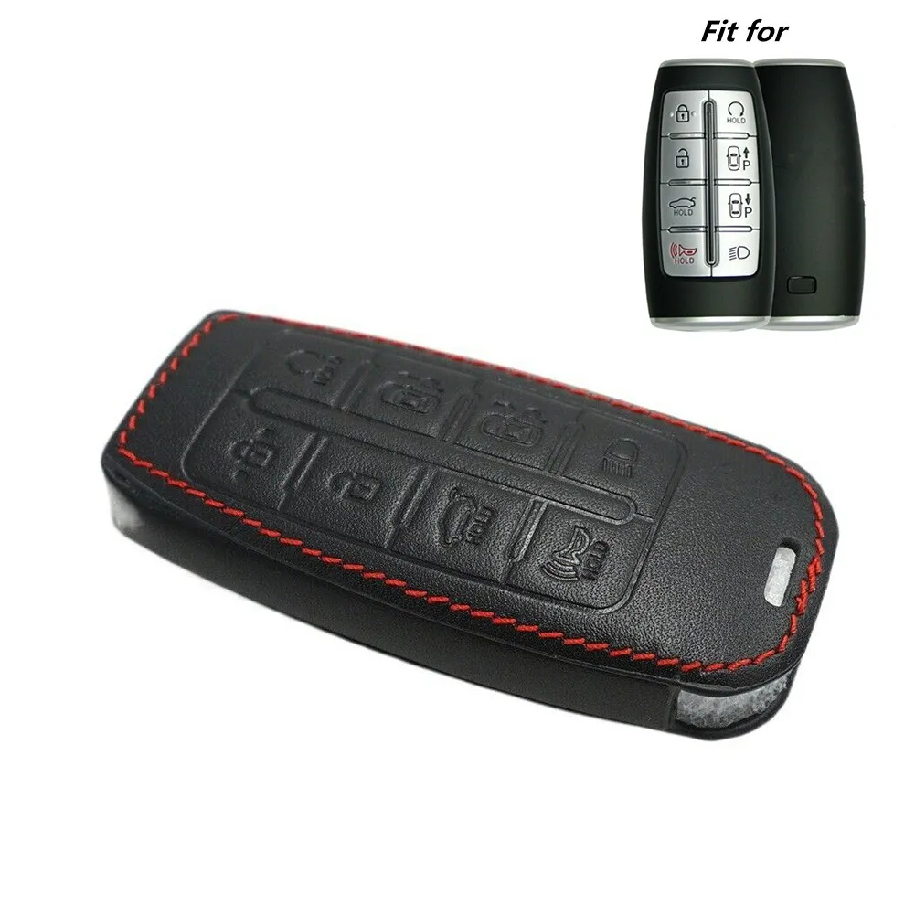 

8 Buttons For 2020 2021 Hyundai Genesis G80 Black Key Bag Holder Leather