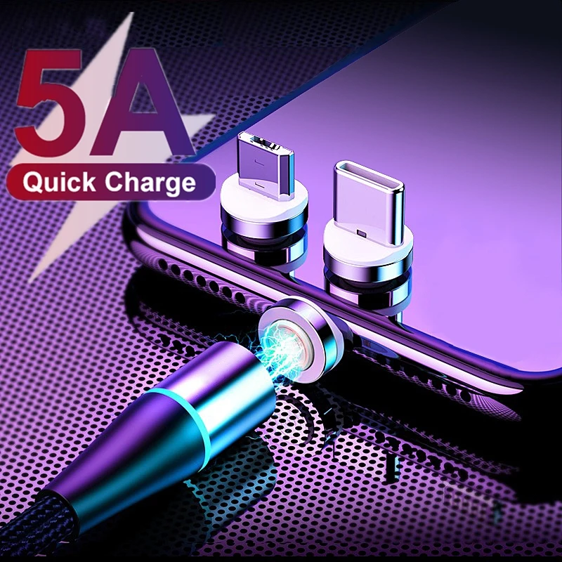 5А суперзарядка Магнитный кабель Micro USB зарядка Тип C быстрое зарядное устройство магнит 2 м для Huawei P30 P20 P10 Mate 20 Pro Samsung S20