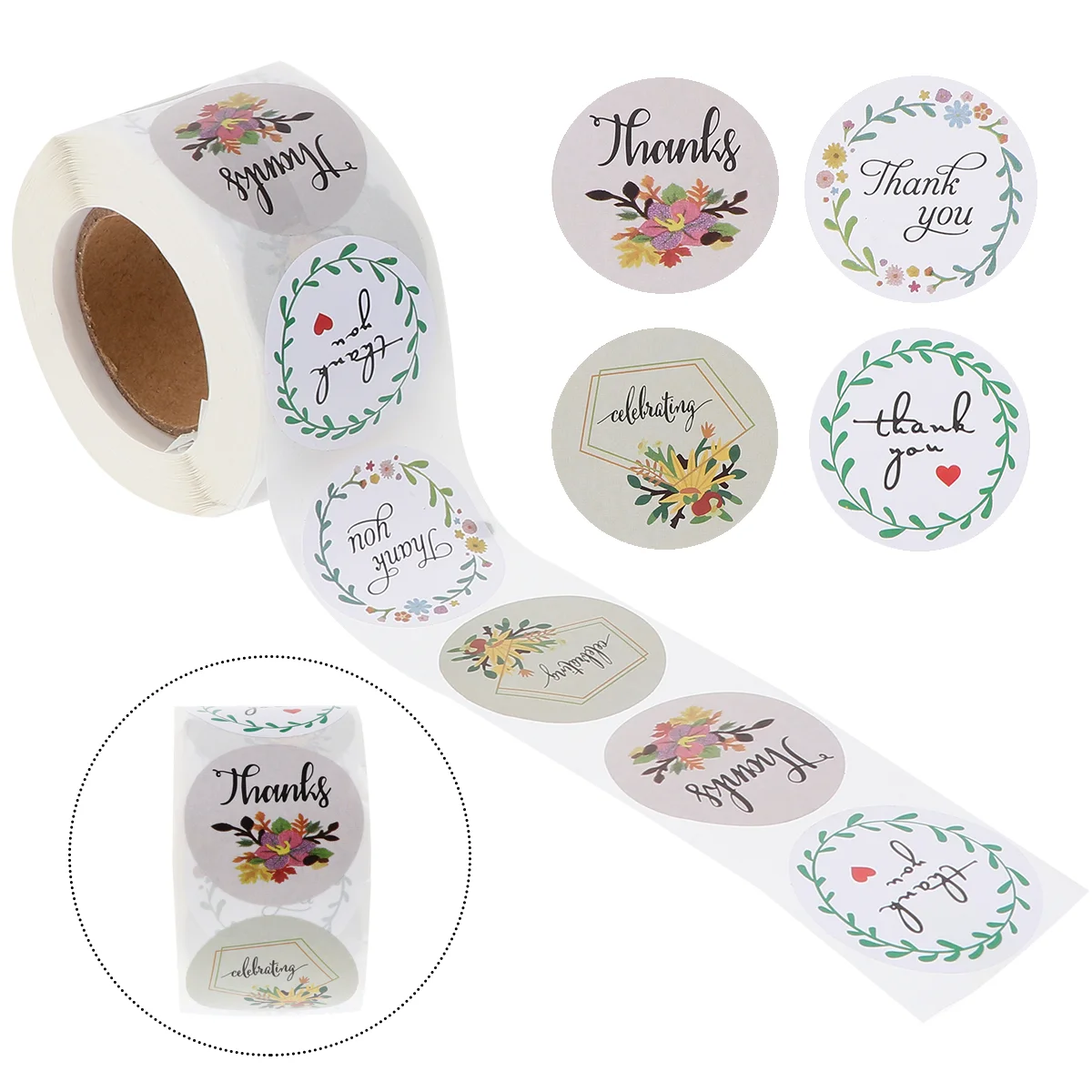 

500Pcs/Roll Thank You Stickers Seal Labels Round Floral Pattern Label Stickers