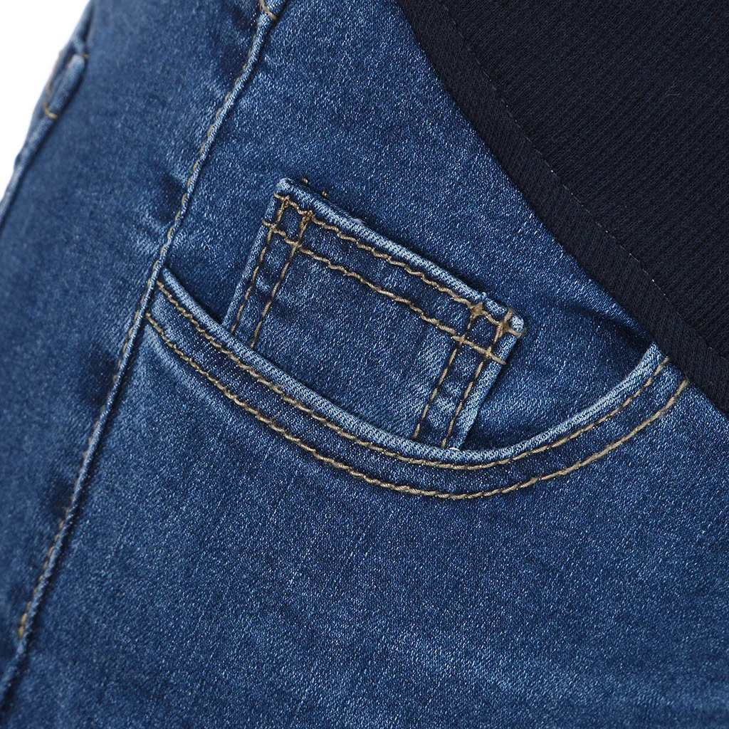 

ARLONEET Maternity Pregnancy Skinny Trousers Jeans Pants Elastic pregnant women's feet stomach pants stretch denim pants