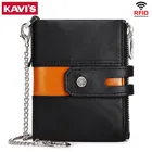 Кожаный кошелек KAVIS для мужчин, маленький бумажник на молнии для мелочи, кредитница, портмоне с кармашком для мелочи, мужской подарок для мальчиков