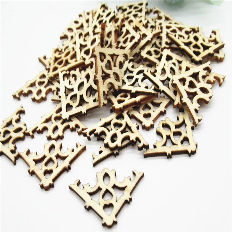 20/50шт 30мм натуральная вырезанная кружевная фигура узора из дерева для скрапбукинга ручной работы для декора дома DIY Q27.