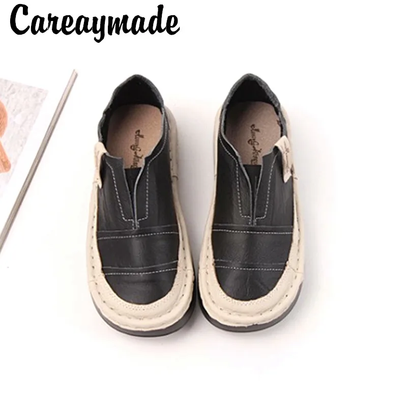 

Careaymade-Genuine leather shoes,Pure handmade flats shoes,The retro art mori girl shoes,Simple fashion white shoes,4 color