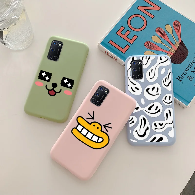 

Чехол для OPPO A52 с забавным лицом, мягкий силиконовый чехол из ТПУ с рисунком конфет для OPPO A51 A52, задняя крышка с милым рисунком
