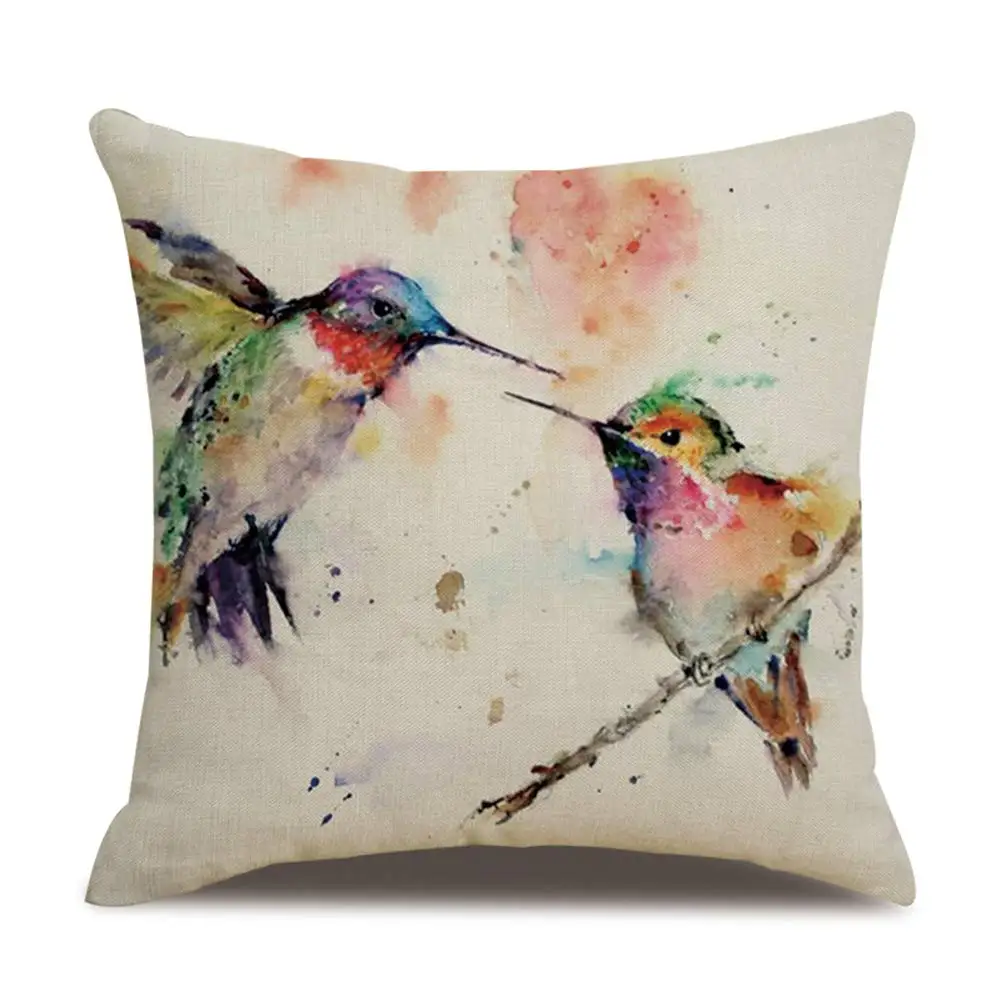 

Bird Flower Pillow Case Bed Sofa Living Room Decor Throw Cushion Cover