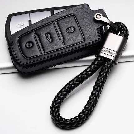 H2 Black line Кожаный чехол для автомобильных ключей, чехол для ключей, пульт дистанционного управления для Volkswagen VW серии Passat B7 Magotan CC Portect Leon, автомобильный продукт - Название цвета: H2 Black line