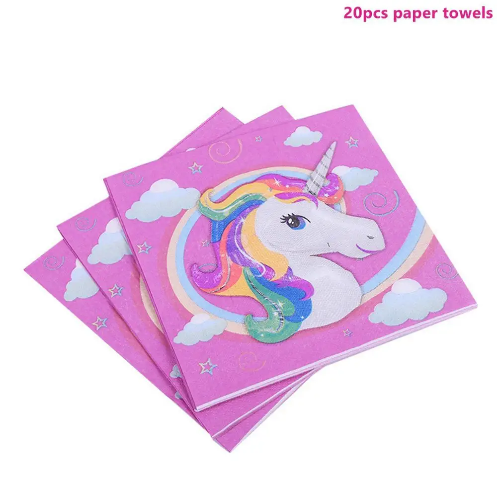 Taoup Cloud Rainbow Unicorn Cake Topper Wedding Horns Unicorn Birthday Party Supplies Cake Flags Baby Shower Decor Boy Favors - Цвет: Towels