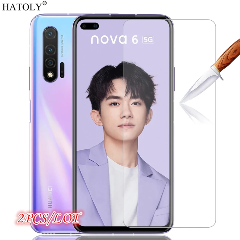 Vidrio Templado 2 uds en Nova 6 para Huawei Nova 6, cristal Protector de pantalla HD Film de tel&eacute;fono para Huawei Nova 6-0