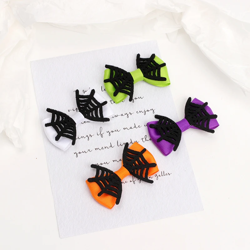 

2pcs/lot 2.5 inch Halloween Hair Bows Spider Girls Hairpin Grosgrain Ribbon Hairclip Kids Hair Accessories Creative DIY Headwear