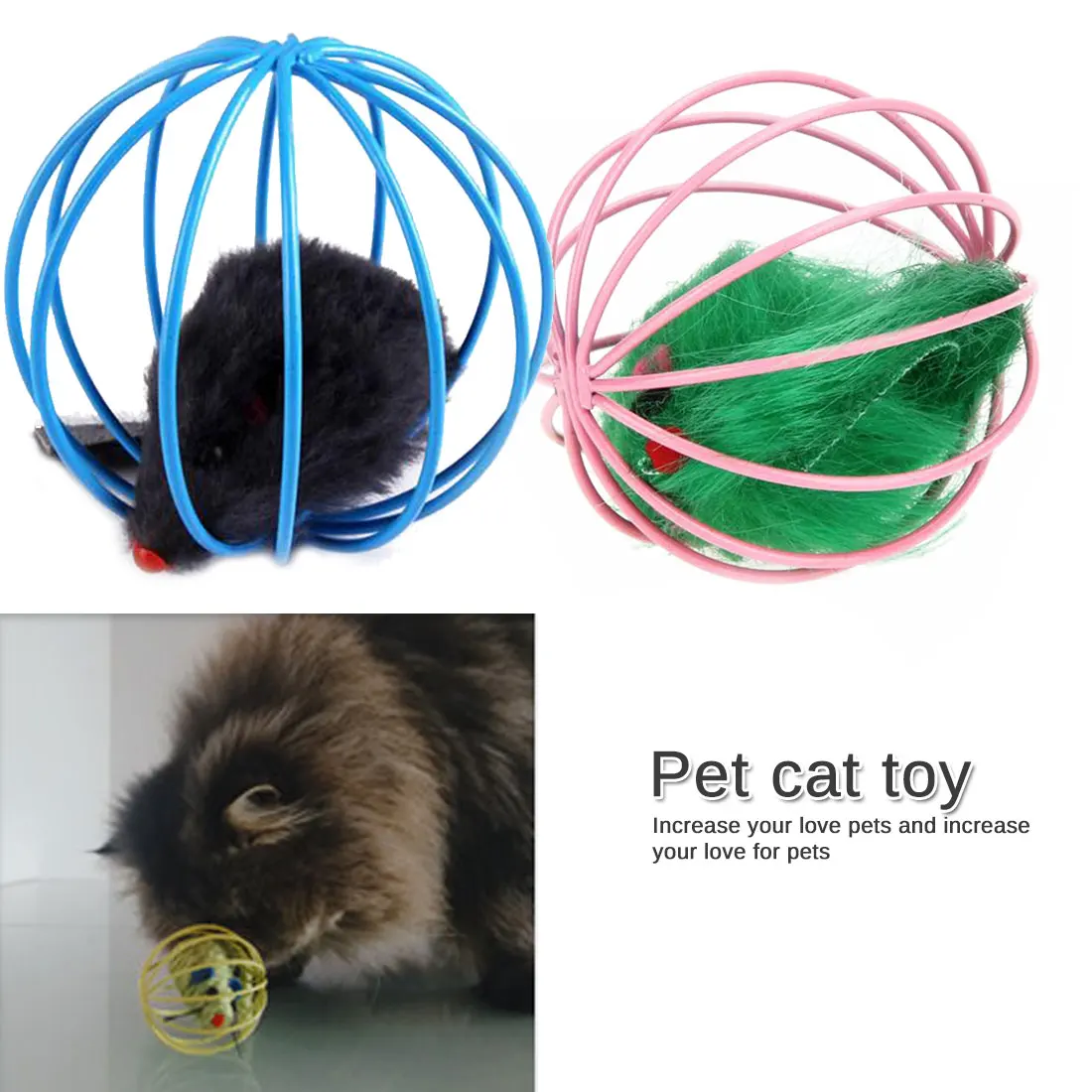 

Mouse Cage Toys Plastic Artificial Colorful Cat Teaser Toy Pet Supplies Cat Interactive Toy