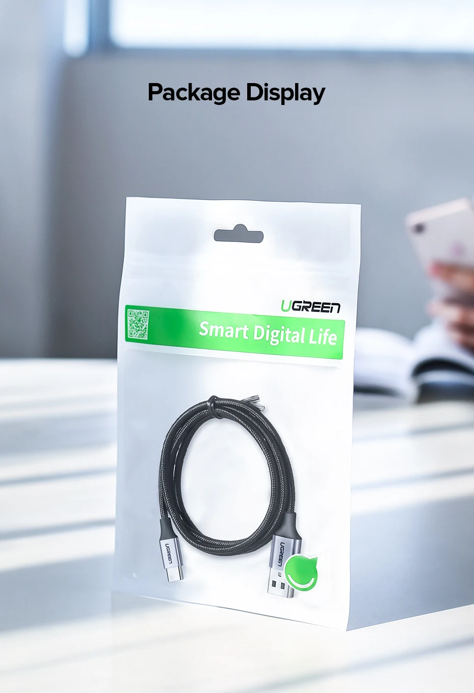 Ugreen usb type c кабель для быстрой зарядки кабель для передачи данных для samsung Galaxy S9 S8 кабель для мобильного телефона для huawei xiaomi 9 8 зарядное устройство короткое