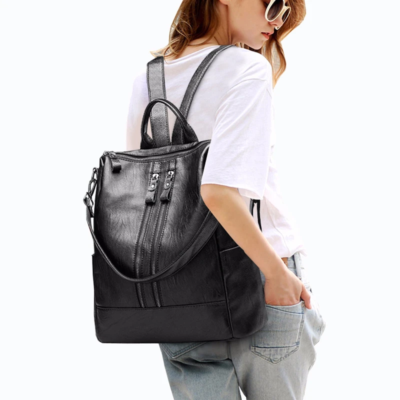 Multi-Function Women Backpack Lady Leather Female School Rucksack College Shoulder Satchel Travel Bag | Багаж и сумки