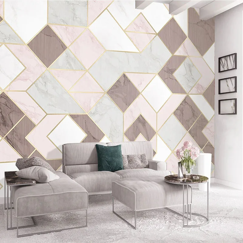 Настенные 3D-обои на заказ Модные Розовые Геометрические обои для гостиной