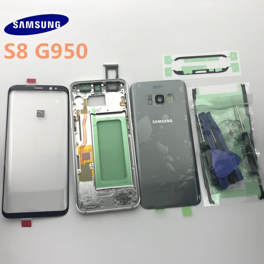 Оригинальный samsung Galaxy S8 G950 G950F полный корпус чехол задняя крышка Передний экран