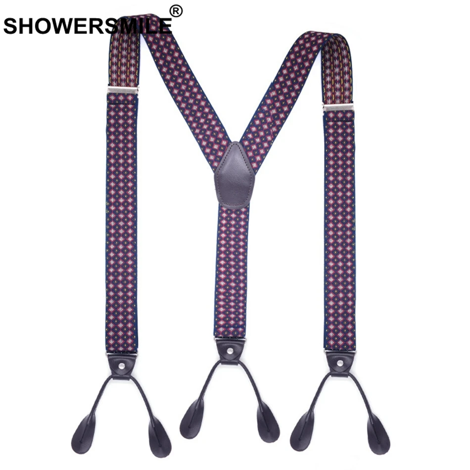 Подтяжки SHOWERSMILE Кнопка подтяжек Y с рисунком ромбиками для мужчин винтажные