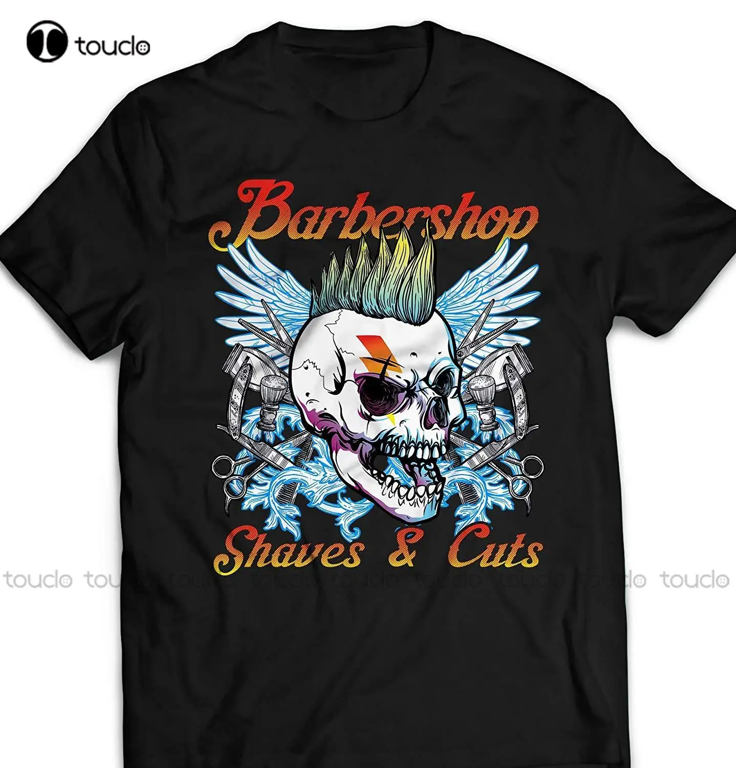 

Футболка Baber Shop мужская с круглым вырезом, хипстерская тенниска с черепом, крыльями, вырезами, индивидуальная майка, рубашка с 3D-принтом, лет...